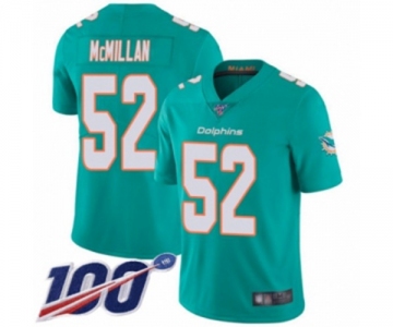 Men's Miami Dolphins #52 Raekwon McMillan Aqua Green Team Color Vapor Untouchable Limited Player 100th Season Football Je