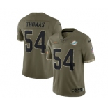 Men's Miami Dolphins #54 Zach Thomas 2022 Olive Salute To Service Limited Stitched Jersey