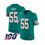 Men's Miami Dolphins #55 Jerome Baker Aqua Green Alternate Vapor Untouchable Limited Player 100th Season Football Jersey