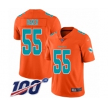 Men's Miami Dolphins #55 Jerome Baker Limited Orange Inverted Legend 100th Season Football Jersey