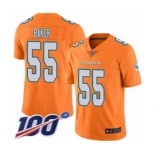 Men's Miami Dolphins #55 Jerome Baker Limited Orange Rush Vapor Untouchable 100th Season Football Jersey