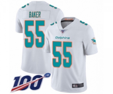 Men's Miami Dolphins #55 Jerome Baker White Vapor Untouchable Limited Player 100th Season Football Jersey