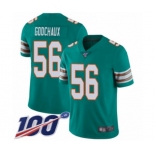 Men's Miami Dolphins #56 Davon Godchaux Aqua Green Alternate Vapor Untouchable Limited Player 100th Season Football Jersey