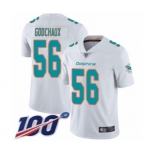 Men's Miami Dolphins #56 Davon Godchaux White Vapor Untouchable Limited Player 100th Season Football Jersey