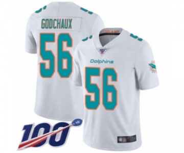 Men's Miami Dolphins #56 Davon Godchaux White Vapor Untouchable Limited Player 100th Season Football Jersey