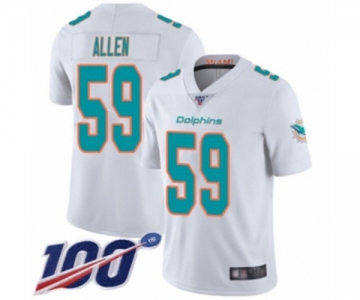 Men's Miami Dolphins #59 Chase Allen White Vapor Untouchable Limited Player 100th Season Football Jersey