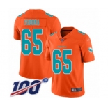 Men's Miami Dolphins #65 Danny Isidora Limited Orange Inverted Legend 100th Season Football Jersey