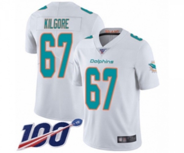 Men's Miami Dolphins #67 Daniel Kilgore White Vapor Untouchable Limited Player 100th Season Football Jersey