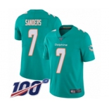 Men's Miami Dolphins #7 Jason Sanders Aqua Green Team Color Vapor Untouchable Limited Player 100th Season Football Jersey