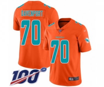 Men's Miami Dolphins #70 Julie'n Davenport Limited Orange Inverted Legend 100th Season Football Jersey