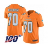 Men's Miami Dolphins #70 Julie'n Davenport Limited Orange Rush Vapor Untouchable 100th Season Football Jersey