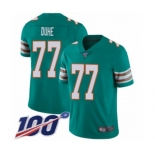 Men's Miami Dolphins #77 Adam Joseph Duhe Aqua Green Alternate Vapor Untouchable Limited Player 100th Season Football Jersey