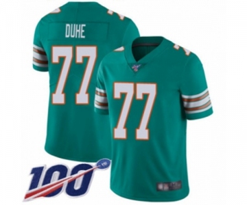 Men's Miami Dolphins #77 Adam Joseph Duhe Aqua Green Alternate Vapor Untouchable Limited Player 100th Season Football Jersey