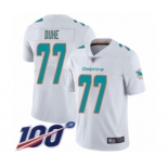 Men's Miami Dolphins #77 Adam Joseph Duhe White Vapor Untouchable Limited Player 100th Season Football Jersey