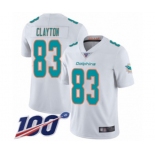 Men's Miami Dolphins #83 Mark Clayton White Vapor Untouchable Limited Player 100th Season Football Jersey