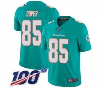 Men's Miami Dolphins #85 Mark Duper Aqua Green Team Color Vapor Untouchable Limited Player 100th Season Football Jersey