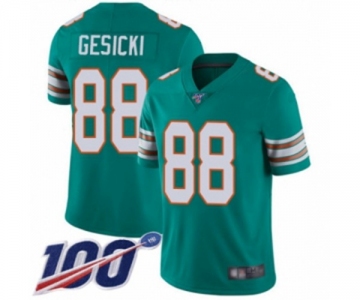 Men's Miami Dolphins #88 Mike Gesicki Aqua Green Alternate Vapor Untouchable Limited Player 100th Season Football Jersey