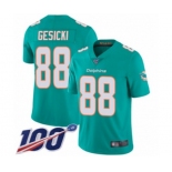 Men's Miami Dolphins #88 Mike Gesicki Aqua Green Team Color Vapor Untouchable Limited Player 100th Season Football Jersey