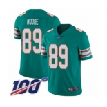 Men's Miami Dolphins #89 Nat Moore Aqua Green Alternate Vapor Untouchable Limited Player 100th Season Football Jersey