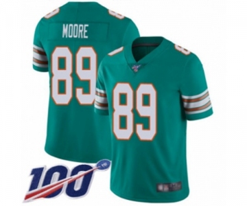 Men's Miami Dolphins #89 Nat Moore Aqua Green Alternate Vapor Untouchable Limited Player 100th Season Football Jersey