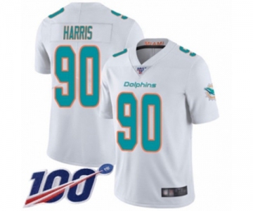 Men's Miami Dolphins #90 Charles Harris White Vapor Untouchable Limited Player 100th Season Football Jersey