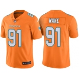 Men's Miami Dolphins #91 Cameron Wake Orange Color Rush Limited Jersey