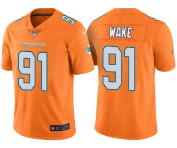 Men's Miami Dolphins #91 Cameron Wake Orange Color Rush Limited Jersey