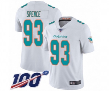 Men's Miami Dolphins #93 Akeem Spence White Vapor Untouchable Limited Player 100th Season Football Jersey