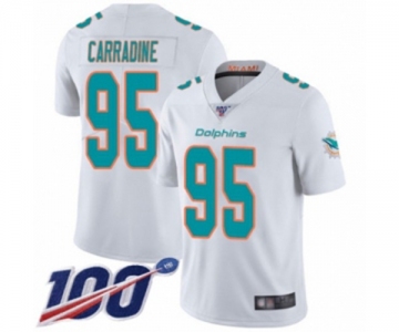 Men's Miami Dolphins #95 Tank Carradine White Vapor Untouchable Limited Player 100th Season Football Jersey