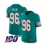 Men's Miami Dolphins #96 Vincent Taylor Aqua Green Alternate Vapor Untouchable Limited Player 100th Season Football Jersey