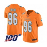 Men's Miami Dolphins #96 Vincent Taylor Limited Orange Rush Vapor Untouchable 100th Season Football Jersey