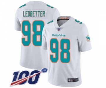 Men's Miami Dolphins #98 Jonathan Ledbetter White Vapor Untouchable Limited Player 100th Season Football Jersey