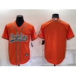 Men's Miami Dolphins Blank Orange Stitched Cool Base Nike Baseball Jersey