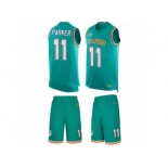 Men's Nike Miami Dolphins #11 DeVante Parker Limited Aqua Green Tank Top Suit NFL Jersey