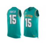 Men's Nike Miami Dolphins #15 Justin Hunter Limited Aqua Green Player Name & Number Tank Top NFL Jersey