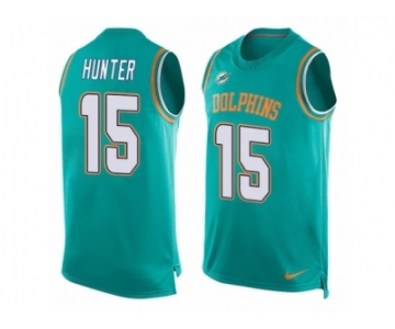 Men's Nike Miami Dolphins #15 Justin Hunter Limited Aqua Green Player Name & Number Tank Top NFL Jersey