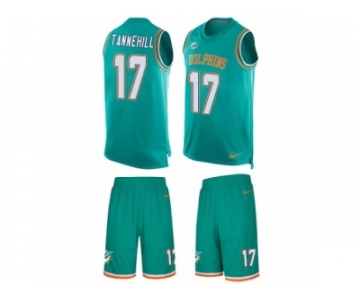 Men's Nike Miami Dolphins #17 Ryan Tannehill Limited Aqua Green Tank Top Suit NFL Jersey