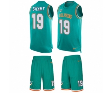 Men's Nike Miami Dolphins #19 Jakeem Grant Limited Aqua Green Tank Top Suit NFL Jersey