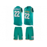 Men's Nike Miami Dolphins #22 T.J. McDonald Limited Aqua Green Tank Top Suit NFL Jersey