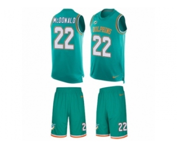 Men's Nike Miami Dolphins #22 T.J. McDonald Limited Aqua Green Tank Top Suit NFL Jersey