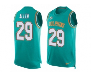 Men's Nike Miami Dolphins #29 Nate Allen Limited Aqua Green Player Name & Number Tank Top NFL Jersey