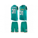 Men's Nike Miami Dolphins #31 Michael Thomas Limited Aqua Green Tank Top Suit NFL Jersey