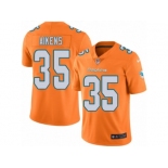 Men's Nike Miami Dolphins #35 Walt Aikens Limited Orange Rush NFL Jersey