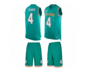 Men's Nike Miami Dolphins #4 Matt Darr Limited Aqua Green Tank Top Suit NFL Jersey