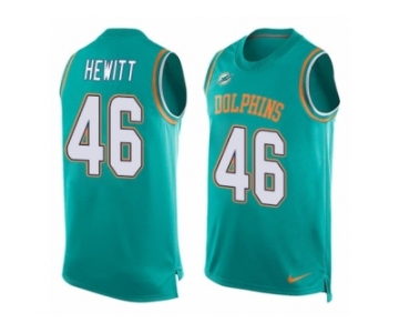 Men's Nike Miami Dolphins #46 Neville Hewitt Limited Aqua Green Player Name & Number Tank Top NFL Jersey