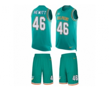 Men's Nike Miami Dolphins #46 Neville Hewitt Limited Aqua Green Tank Top Suit NFL Jersey