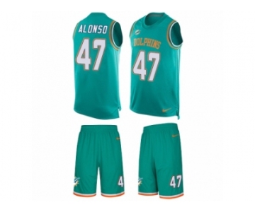 Men's Nike Miami Dolphins #47 Kiko Alonso Limited Aqua Green Tank Top Suit NFL Jersey