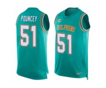 Men's Nike Miami Dolphins #51 Mike Pouncey Limited Aqua Green Player Name & Number Tank Top NFL Jersey