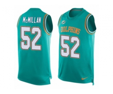 Men's Nike Miami Dolphins #52 Raekwon McMillan Limited Aqua Green Player Name & Number Tank Top NFL Jersey