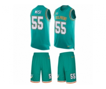 Men's Nike Miami Dolphins #55 Koa Misi Limited Aqua Green Tank Top Suit NFL Jersey